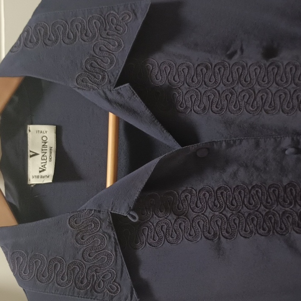 Valentino Dark Blue Silk Shirt - Picture 3 of 5